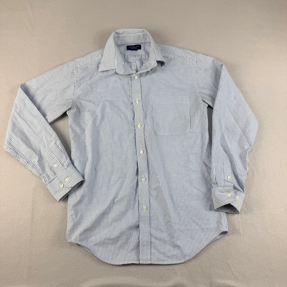 Lord & Taylor Boys Blue White Striped Oxford Button Down Shirt Size 16 Cotton